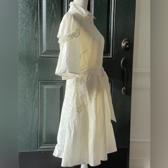 TAHARI ASL Ivory Tie Shirt Dress Size 6 - Picture 4 of 7